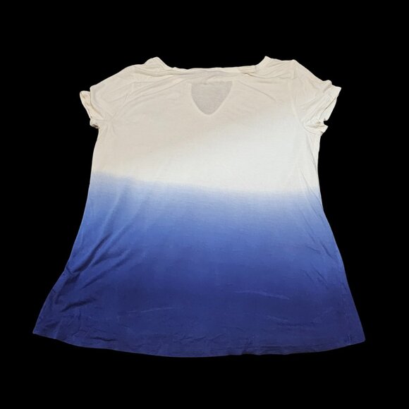 Rock & Republic Blue Ombre Tee – Size Large – Short Sleeve Gradient Top - Picture 4 of 5